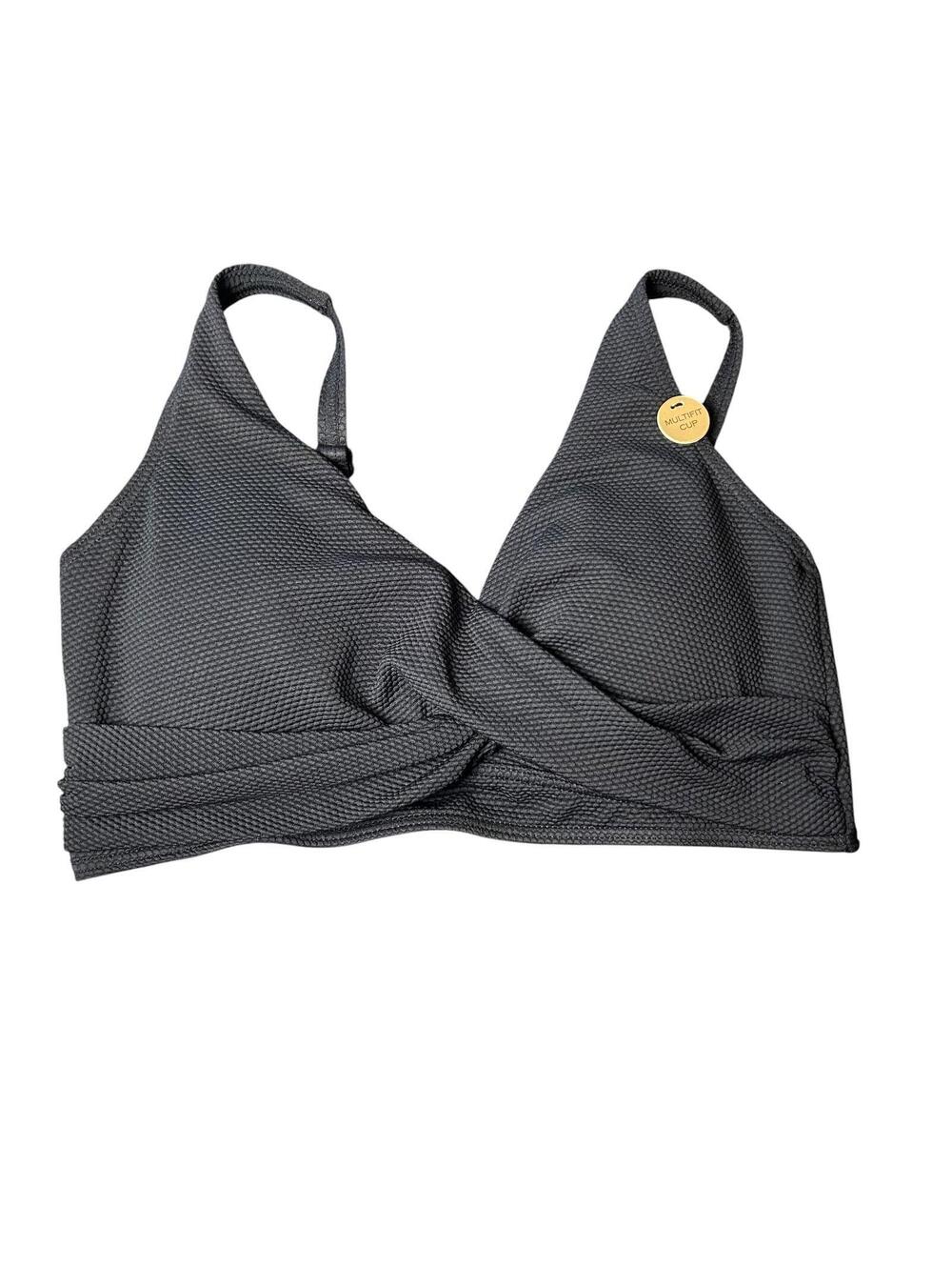 NIP TUCK black twist from multi cup for bikini bralette swim top sz 10 B-DD cup